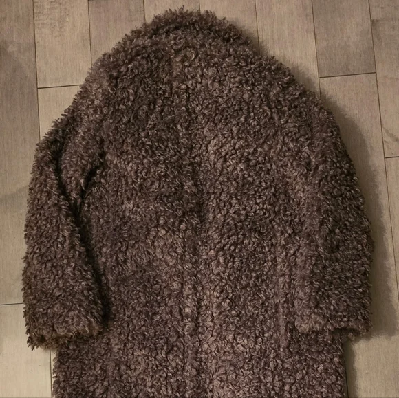 H&M Pile Coat XS - Dark Taupe - Picture 2 of 13